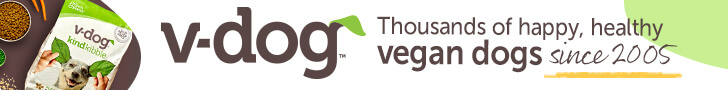 v-Dog vegan dog food ad banner