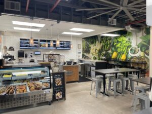vegas vegan culinary school and eatery inside deli counter and tables