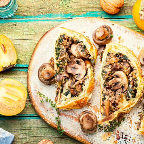 slices of mushroom wellington