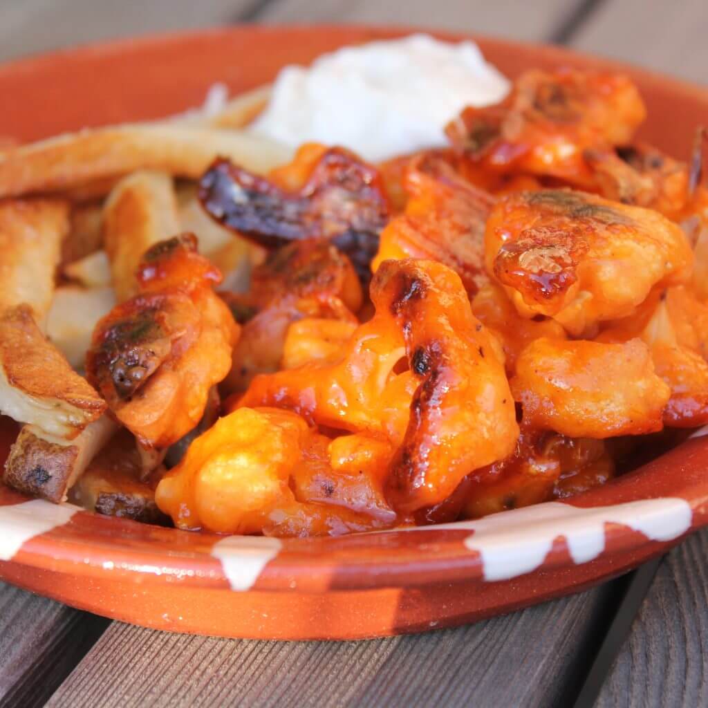 buffalo cauliflower with french fries