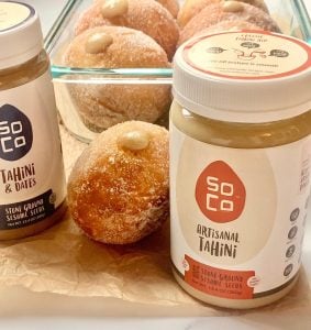 soco artisinal tahini and soco tahini and dates in baked goods