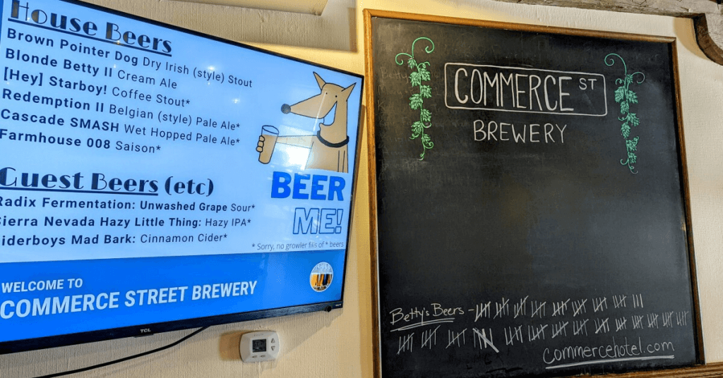 commerce street brewery menu for betty's beers