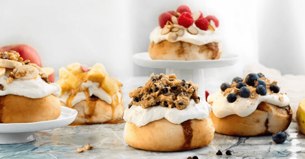 variety of cinnaholic vegan cinnamon rolls