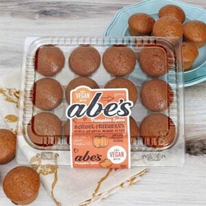 Clear package of 12 Abe's Mini Pumpkin Spice Muffins