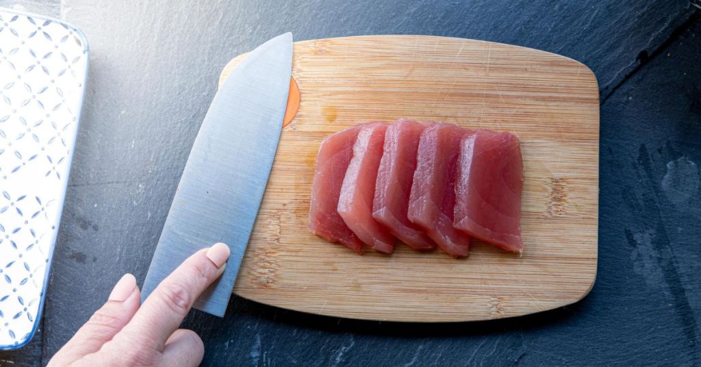 vegan tuna on cutting board