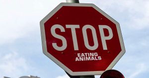 Stop eating animals and meat sign