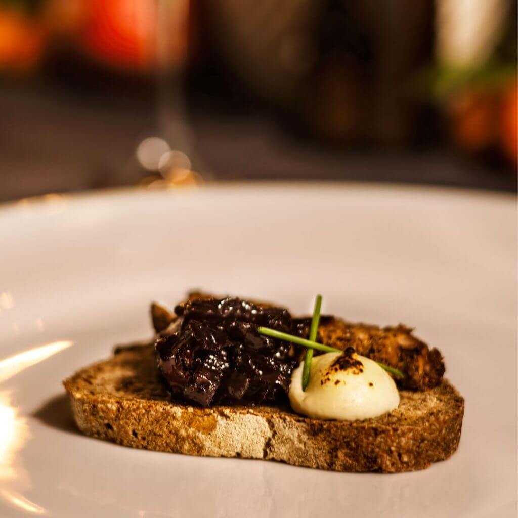 Vegan Pâté de Campagne with Calvados, Porcini Cashew Cream & Onion Jam