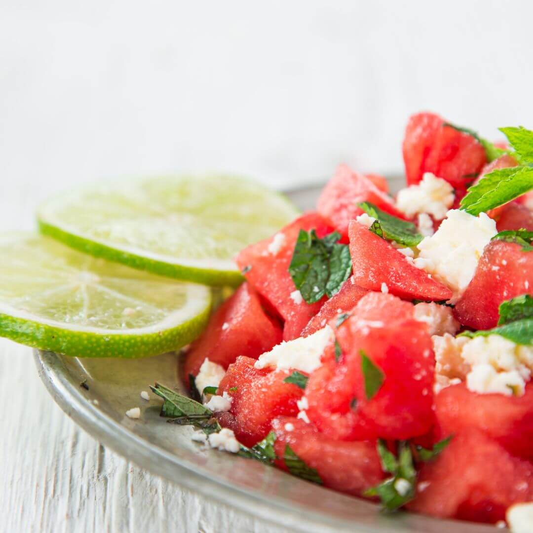 watermelon salad with vegan feta
