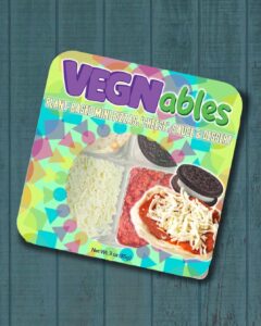 vegnables plant based mini pizzas and dessert