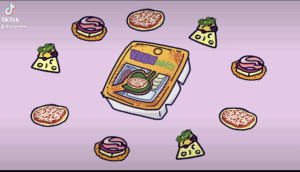 vegnables cartoon drawing pizza chips crackers