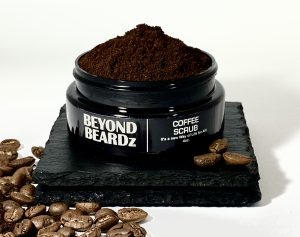 Beyond Beardz Coffee Scrub in Black Container
